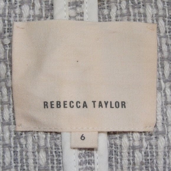 REBECCA TAYLOR Jacket, 6, Bulky Tweed Knit, Color Panels, Crochet seams, Gray - Picture 6 of 11